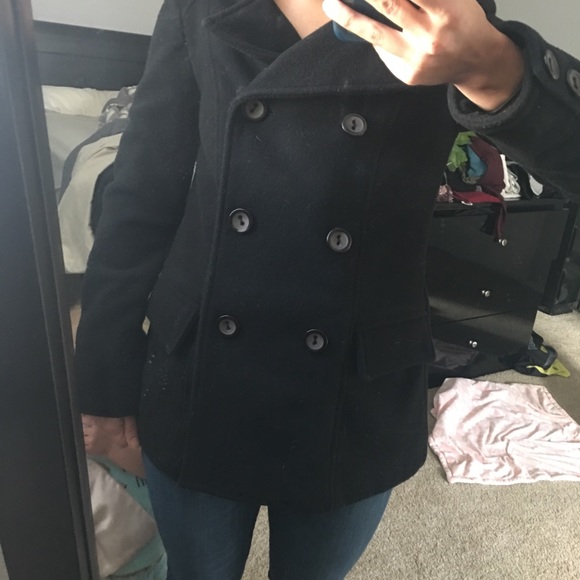 Old Navy Black Pea Coat - Picture 3 of 5